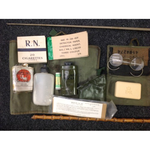 133 - A selection of mixed British Militaria, WW2 onwards to include: 3 fencing foils, one Spanish made de... 