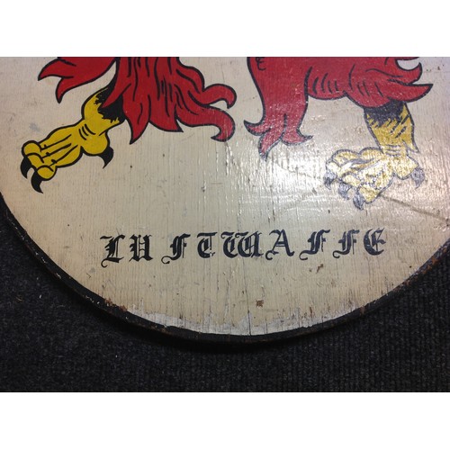 145 - WW2 Third Reich Luftwaffe Hand Painted Plaque with the insignia of I Gruppe, Lehrgeschwader 1. Size ... 