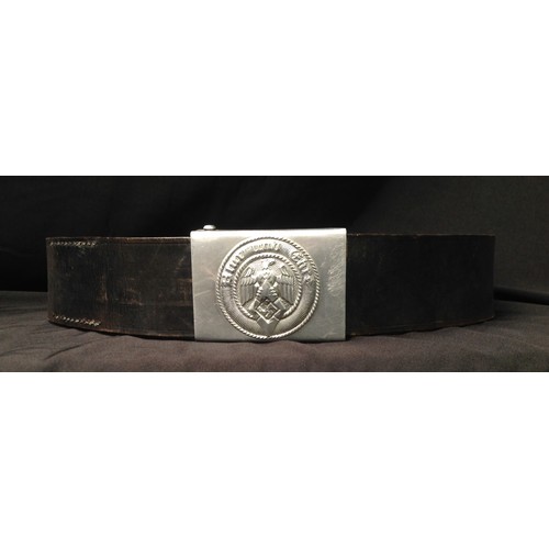 150 - WW2 Third Reich Hitler Jugend Belt buckle & Belt. Buckle is partialy de-nazified with some dents to ... 