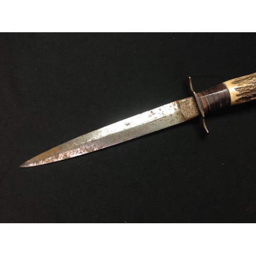 157 - Bowie Knife with 260mm long blade, blade width 50mm. Overall length 410mm. No makers marks. Complete... 