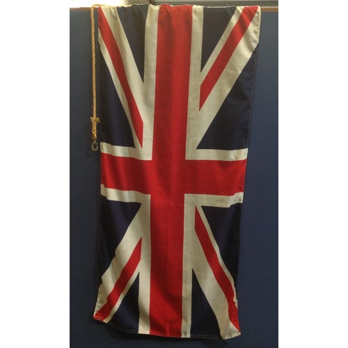 172 - A large British Royal Navy White Ensign Flag of multi part construction, marked 10 BDTH Ensign, alon... 