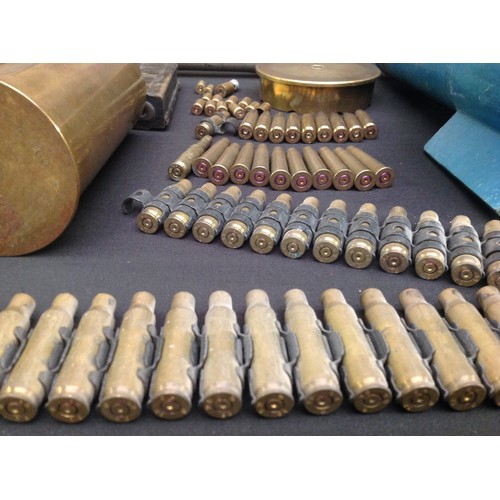 175 - A collection of INERT & FFE Cartridge cases and magazine: Pair of British Army 7.62mm SLR magazine: ... 