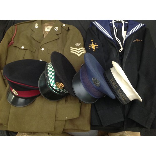 179 - British Uniforms collection comprising of : Royal Navy Submariners Uniform. Rank insignia to sleeve.... 