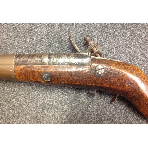 181 - Indian Flintlock Musket with 835mm long smooth bore twisted steel barrel. Working action. Lock is Ea... 