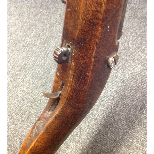 181 - Indian Flintlock Musket with 835mm long smooth bore twisted steel barrel. Working action. Lock is Ea... 