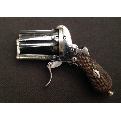 182 - Pin Fire Pepperbox Pocket Pistol Revolver. 7mm Bore. Six shot. Cylinder length 45mm. Folding Trigger... 