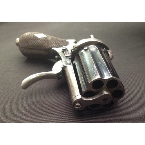 182 - Pin Fire Pepperbox Pocket Pistol Revolver. 7mm Bore. Six shot. Cylinder length 45mm. Folding Trigger... 