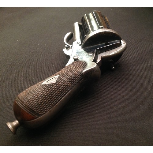 182 - Pin Fire Pepperbox Pocket Pistol Revolver. 7mm Bore. Six shot. Cylinder length 45mm. Folding Trigger... 