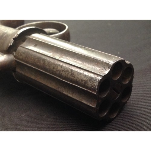 184 - Pepperbox Pistol with approx 9mm bore, six shot cyclinder. No makers markings. English Proof Marks. ... 