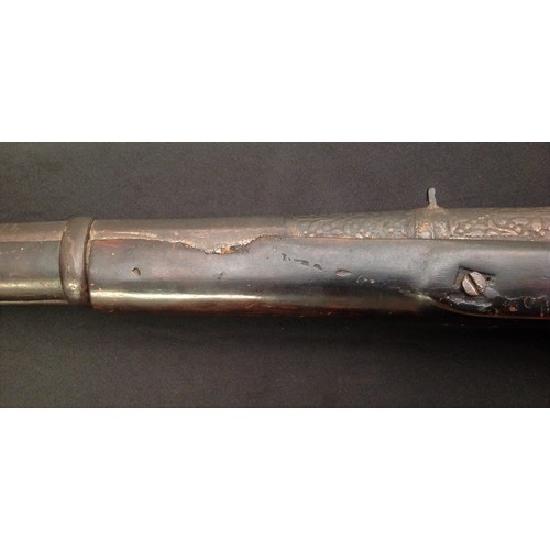 186 - Indian made Percussion Cap Musket with 76cm long barrel. Bore approx 18mm. Hexagonal barrel with fla... 