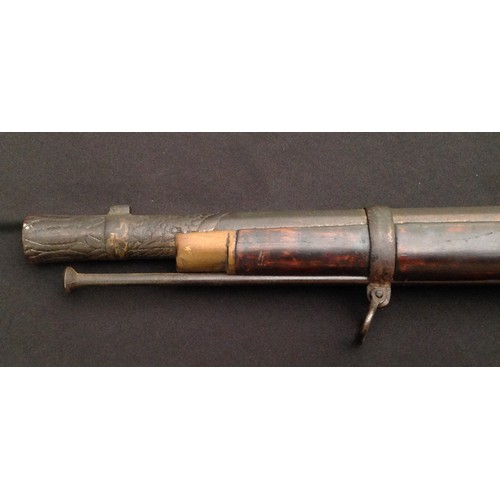 186 - Indian made Percussion Cap Musket with 76cm long barrel. Bore approx 18mm. Hexagonal barrel with fla... 