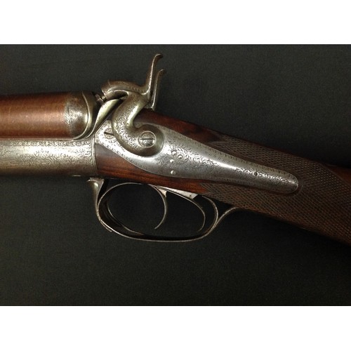 193 - 12 Bore Double Barrel Side by Side 19th Century Hammer Shotgun by 