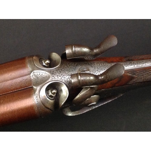 193 - 12 Bore Double Barrel Side by Side 19th Century Hammer Shotgun by 