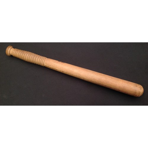 199 - Plain turned wood British Police Truncheon 410mm in overall length. Branded 