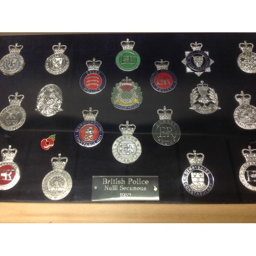 204 - A collection of framed British Police cap badges entitled 