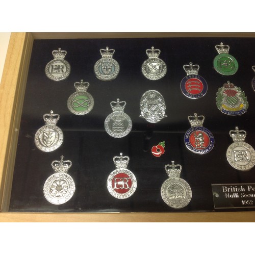 204 - A collection of framed British Police cap badges entitled 