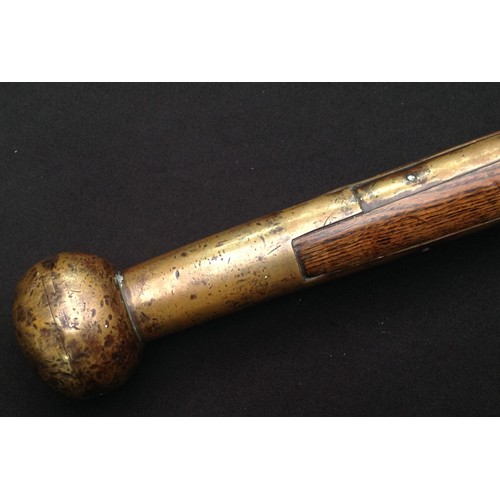 205 - Victorian Police Tipstaff Truncheon. Heavy lead weighted brass ball finial. Brass cap to opposite en... 