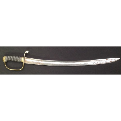 206 - Victorian Police Hanger Sword with fullered, curved blade 575mm in length. No makers mark. Brass gua... 