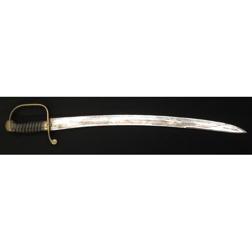 206 - Victorian Police Hanger Sword with fullered, curved blade 575mm in length. No makers mark. Brass gua... 