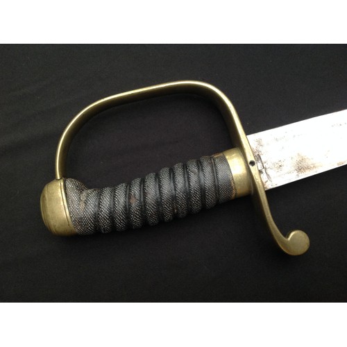 206 - Victorian Police Hanger Sword with fullered, curved blade 575mm in length. No makers mark. Brass gua... 