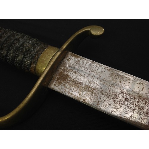 206 - Victorian Police Hanger Sword with fullered, curved blade 575mm in length. No makers mark. Brass gua... 