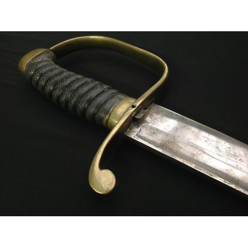 206 - Victorian Police Hanger Sword with fullered, curved blade 575mm in length. No makers mark. Brass gua... 