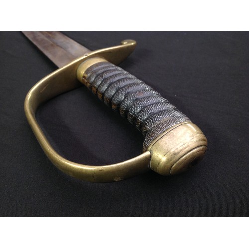 206 - Victorian Police Hanger Sword with fullered, curved blade 575mm in length. No makers mark. Brass gua... 