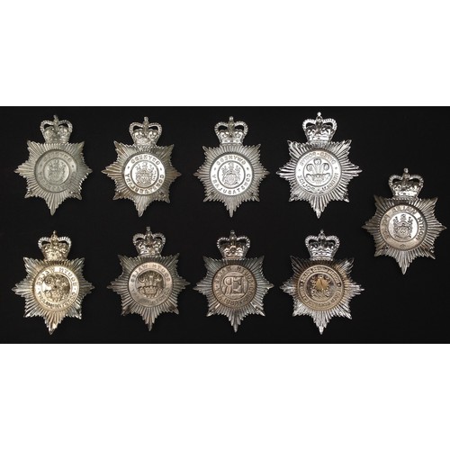 209 - A collection of Welsh Police Helmet Plates, all Queens Crown to include: Dyfed Powys Police, North W... 