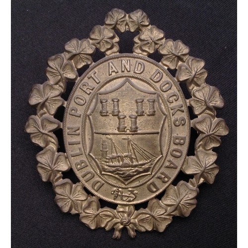 217 - Rare Dublin Port and Docks Board Police Helmet plate. Gilt finish. Two lugs to reverse. Size approx ... 