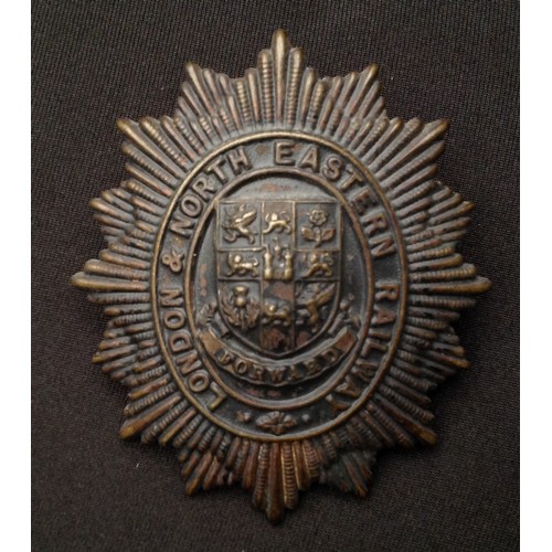 218 - Rare London & North Eastern Railway Police Helmet Plate. 1923 - 1948. Size approx 74mm x 64mm. Uncle... 