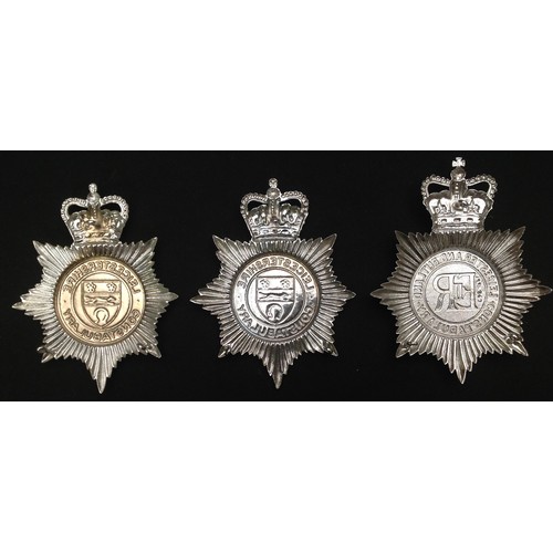 239 - Leicestershire & Rutland Constabulary Helmet plate and two Leicestershire Constabulary Helmet Plates... 