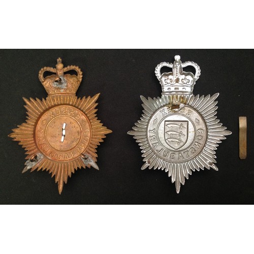 258 - Queens Crown Essex Constabulary Night Plate: Queen Crown Essex Constabulary Helmet Plate, slider bro... 