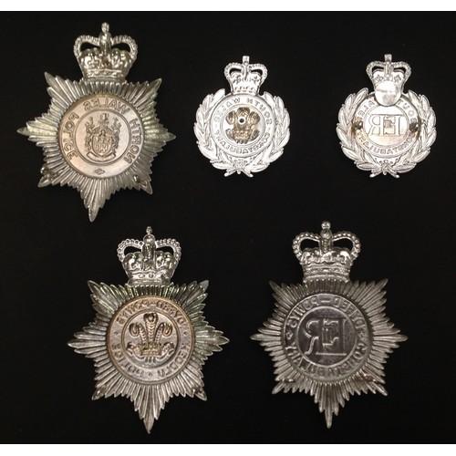 261 - Queens Crown South Wales Constabulary Helmet Plates x 2 each different designs: South Wales Polce He... 