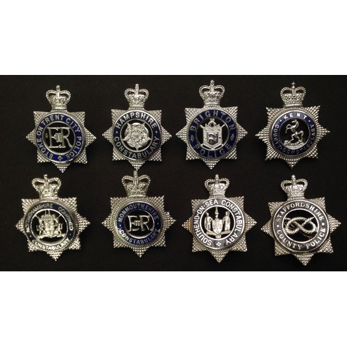 300 - A collection of Queens Crown Police Officers enamelled cap badges: Kent County Constabulary: Notting... 