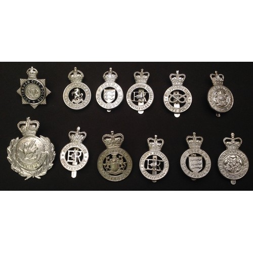 302 - A collection of Kings Crown and Queens Crown Police Cap badges to include: Kings Crown Enamel Office... 