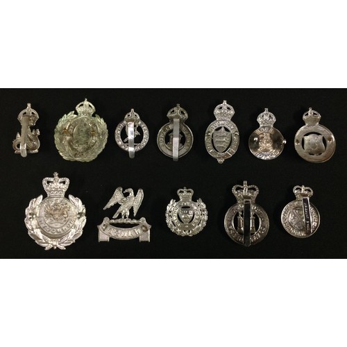 308 - A collection of British Police Kings Crown and Queens Crown Cap Badges to include: Kings Crown Leice... 