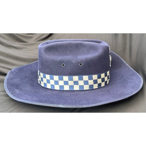 318 - Australian Victoria Police Officers Blue Slouch Hat. Complete with enamel badge numbered 10515 and c... 