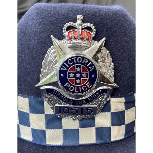 318 - Australian Victoria Police Officers Blue Slouch Hat. Complete with enamel badge numbered 10515 and c... 