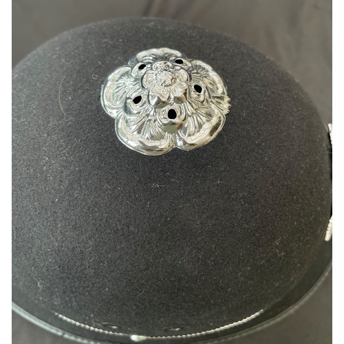 329 - Dyfed - Powys Police Heddlu Mounted Police Officers Helmet. Complete with Queens Crown Cap badge and... 