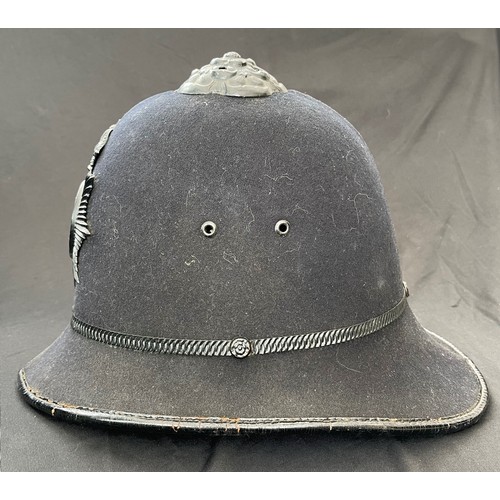 330 - Warwickshire Constabulary Police Officers Helmet with Kings Crown Night Plate. Maker marked for 