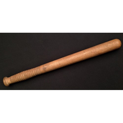 334 - Plain turned wood British Police Truncheon 410mm in overall length. Branded 