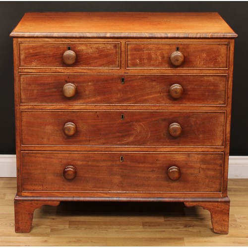 106 - An early Victorian mahogany chest, moulded rectangular top above two short and three long graduated ... 