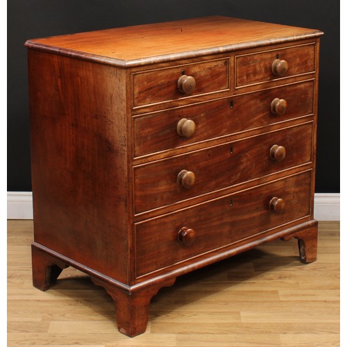 106 - An early Victorian mahogany chest, moulded rectangular top above two short and three long graduated ... 