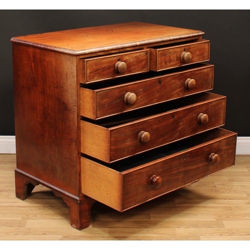 106 - An early Victorian mahogany chest, moulded rectangular top above two short and three long graduated ... 