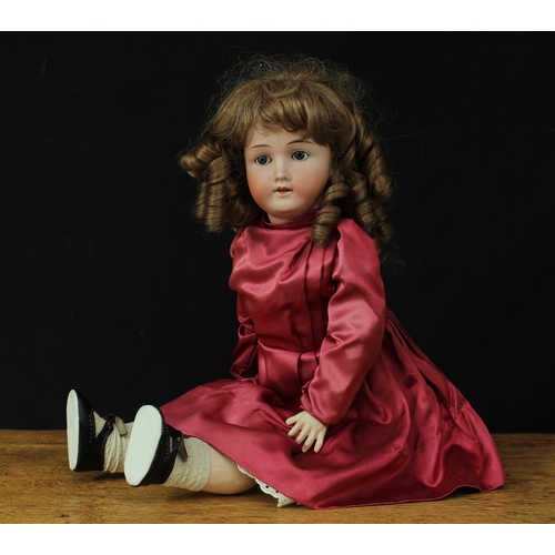 2307 - A JDK Kestner (Germany) bisque head and ball jointed painted composition bodied doll, weighted sleep... 