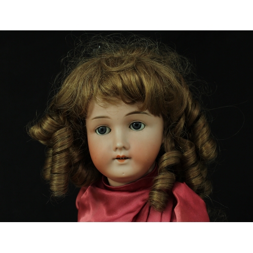 2307 - A JDK Kestner (Germany) bisque head and ball jointed painted composition bodied doll, weighted sleep... 