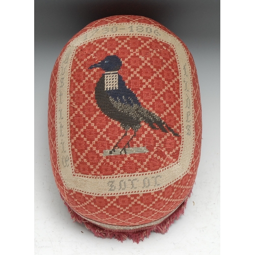 3384 - British Politics and Legal History - a 19th century wig block, the needlework cover as a memorial to... 