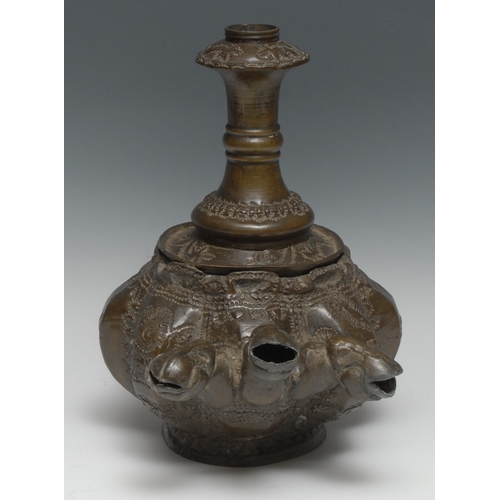 3357 - An Islamic bronze hookah base, 31cm high