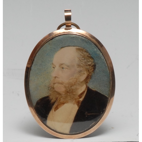 3038 - A 19th century gilt metal locket frame, inscribed Hon Richard Charteris, 16th March 1874, enclosing ... 