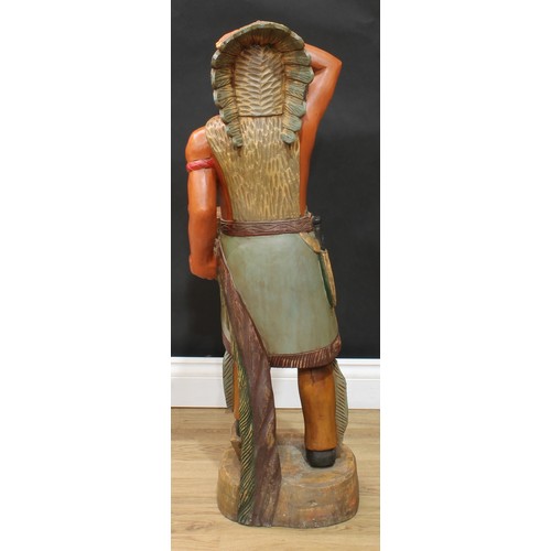 3293 - Advertising and Americana - a carved and polychrome painted tobacconist shop figure, of a Native Ame... 